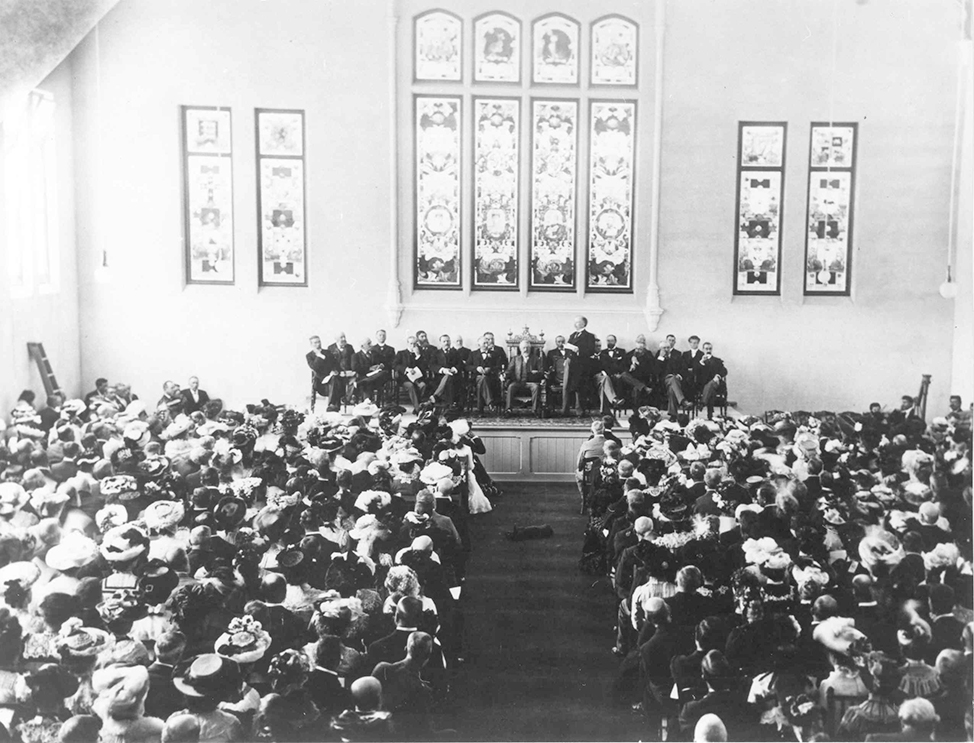 A full house attended the opening of the Brookman Building in 1903, including a mysterious object in the aisle