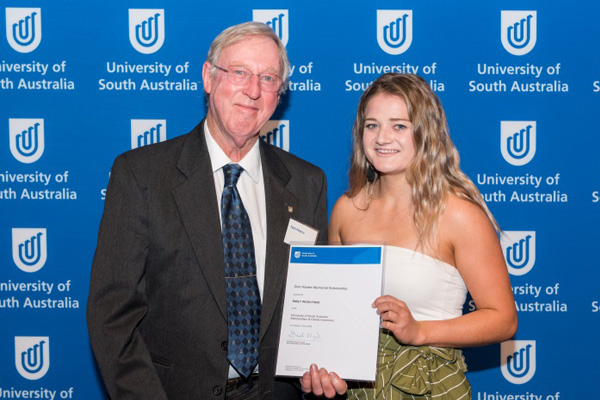 Tom Pearce with Emily Woolford, recipient of the Don Hawke Memorial Scholarship