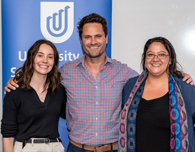 Gavin Wanganeen with recipients of the Gavin Wanganeen Aboriginal Scholarship