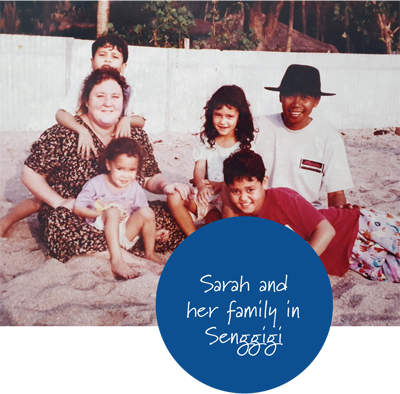 Sarah and her family in Senggigi