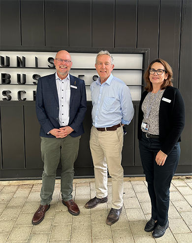 From left: Dr Colin Taylor, Professor Rick Sarre and Jacqui Harbison